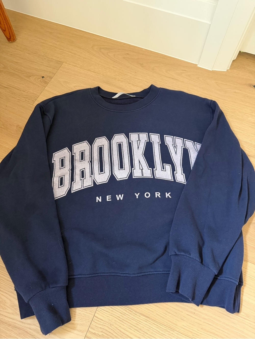 Altar'd State Navy Crewneck Sweatshirt with Brooklyn New York Graphic